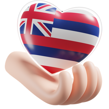 Cuidado de las manos del corazón de la bandera de Hawaii  3D Icon