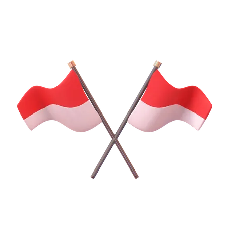 Duplica Tu Orgullo Con Esta Cautivadora Ilustracion En 3 D Que Muestra La Grandeza De Dos Banderas De Indonesia Erguidas Este Diseno Emblematico Simboliza La Unidad La Fuerza Y El Espiritu Nacional 3D Icon
