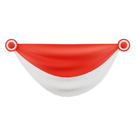 Bandera de Indonesia curvada  3D Icon