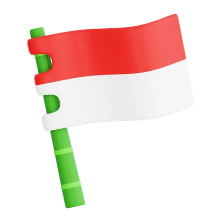 Bandera de Indonesia en lanza de bambú  3D Icon