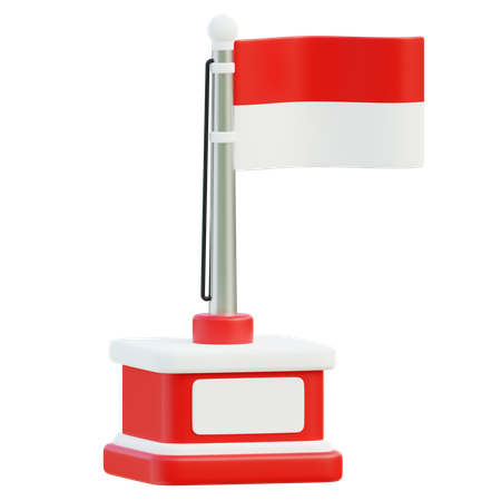 Bandera indonesia en un poste elegante  3D Icon