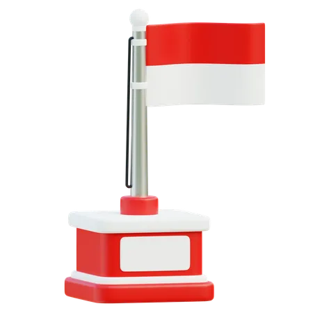 Bandera indonesia en un poste elegante  3D Icon