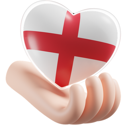 Cuidado de las manos del corazón de la bandera de Inglaterra  3D Icon