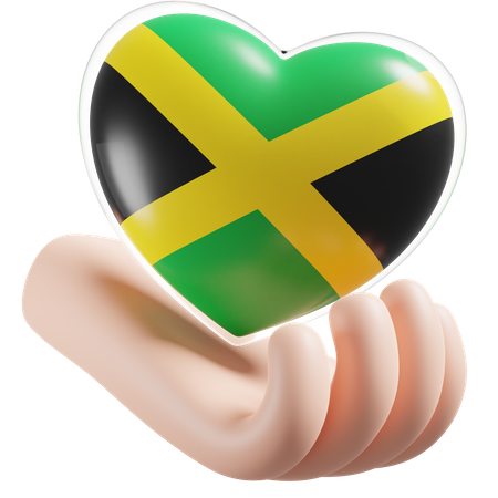 Cuidado de las manos del corazón de la bandera de Jamaica  3D Icon