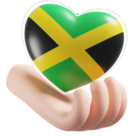 Cuidado de las manos del corazón de la bandera de Jamaica  3D Icon