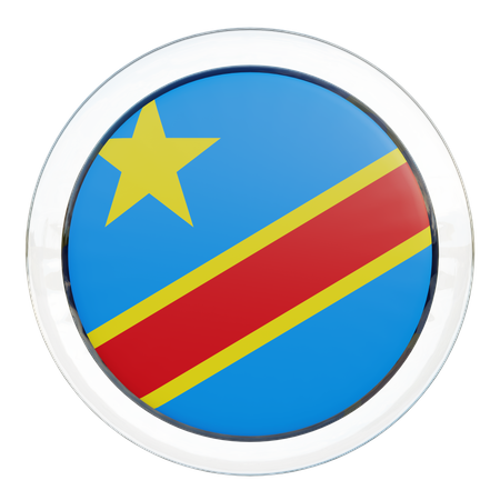 Bandera redonda de la República Democrática del Congo  3D Icon