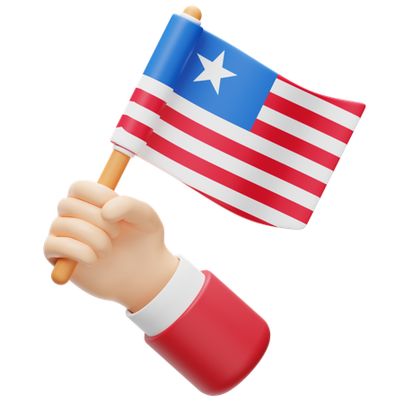 Bandera de Liberia en la mano  3D Icon