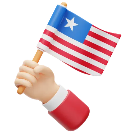 Bandera de Liberia en la mano  3D Icon