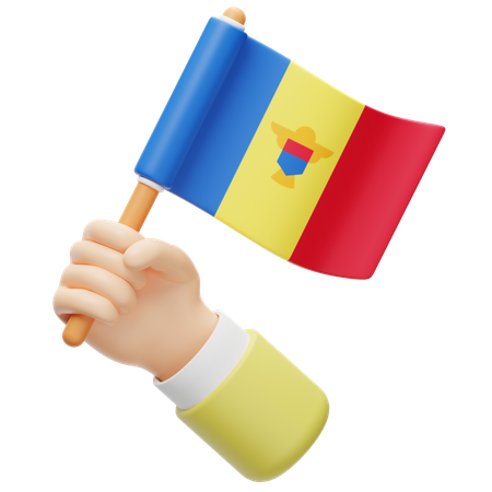 Bandera de Moldavia en la mano  3D Icon