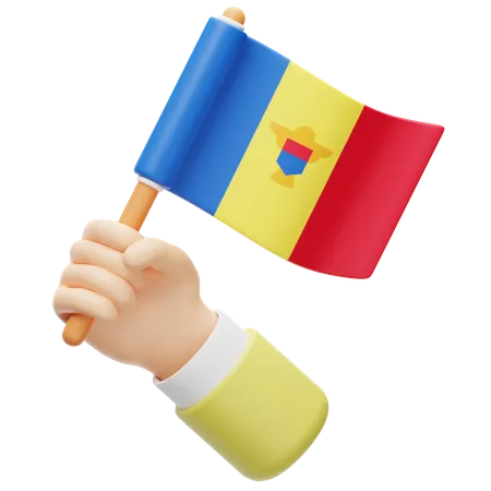 Bandera de Moldavia en la mano  3D Icon