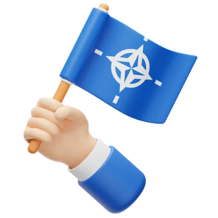 Bandera de Otan en la mano  3D Icon