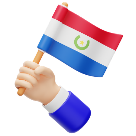 Bandera de Paraguay en mano  3D Icon