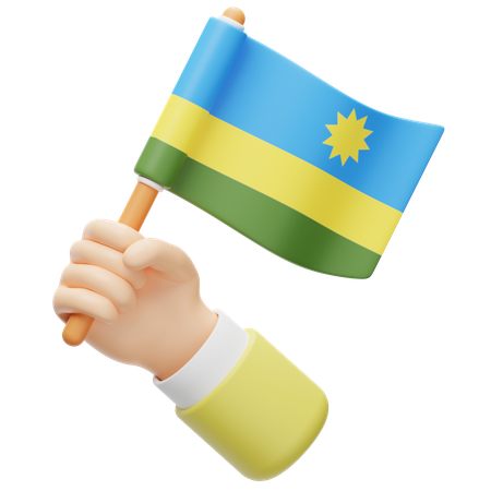 Bandera de Ruanda en la mano  3D Icon