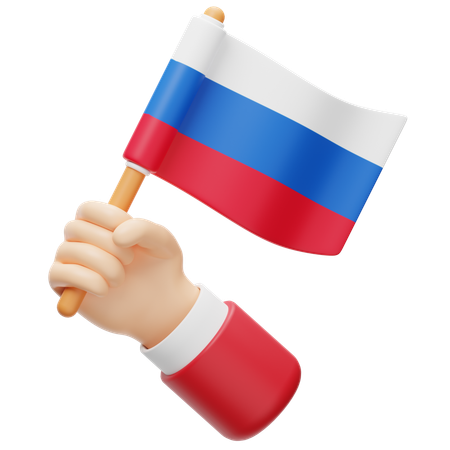 Bandera de rusia en la mano  3D Icon