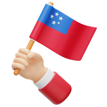 Bandera de Samoa en la mano  3D Icon