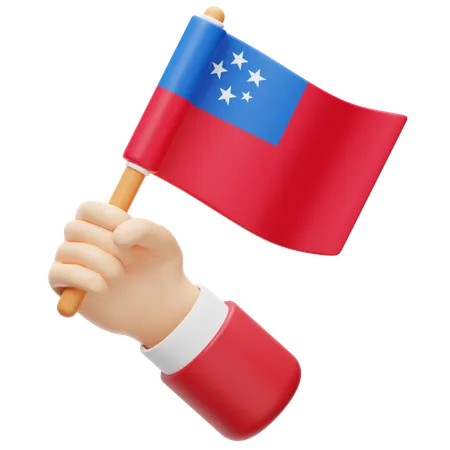 Bandera de Samoa en la mano  3D Icon