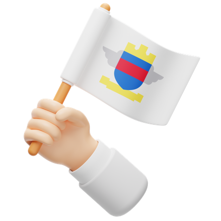 Bandera de San Bartolomé en la mano  3D Icon