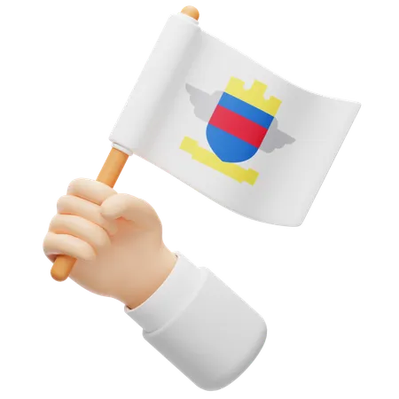 Bandera de San Bartolomé en la mano  3D Icon