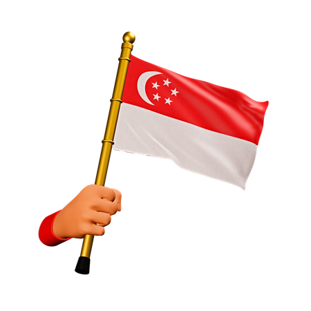 Bandera de singapur  3D Icon