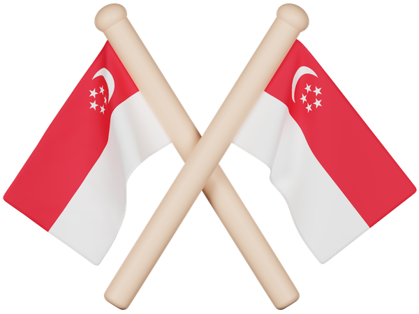 Bandera de singapur  3D Icon