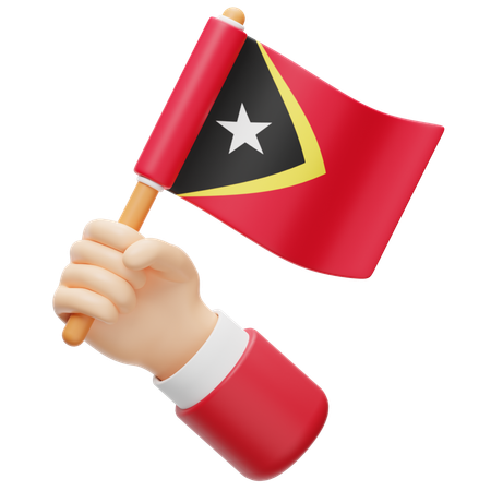 Bandera de Timor Oriental en la mano  3D Icon