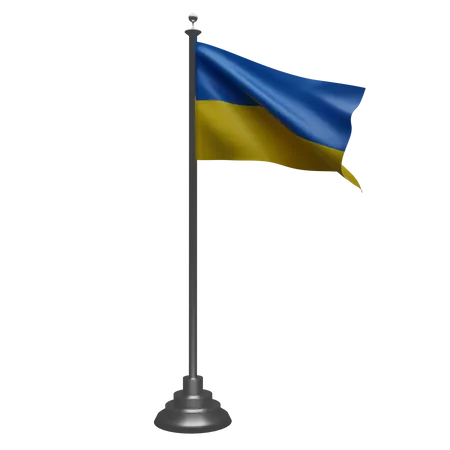 Bandera Ucraniana En El Poste 3D Illustration