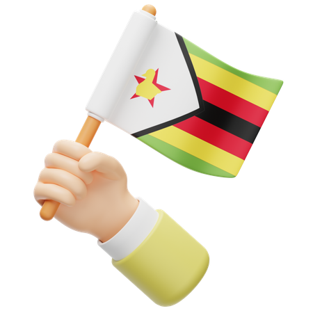 Bandera de Zimbabwe en la mano  3D Icon