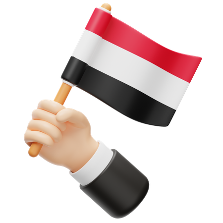 Bandera de Yemen en la mano  3D Icon