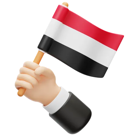 Bandera de Yemen en la mano  3D Icon