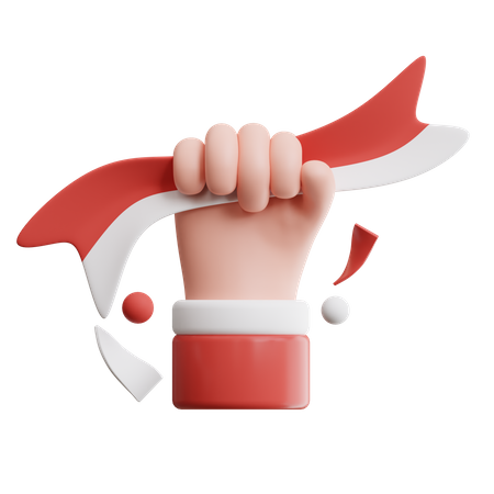 Mano agarrando con fuerza la bandera indonesia  3D Icon