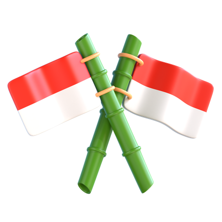 Bandera de Indonesia de bambú  3D Icon