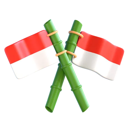 Bandera de Indonesia de bambú  3D Icon