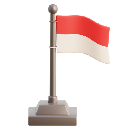 Bandera de indonesia en el poste  3D Icon