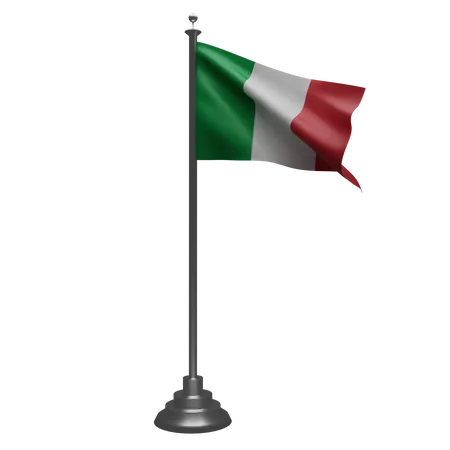 Bandera Italiana En El Poste 3D Illustration