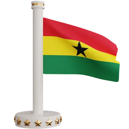 Representacion 3 D De La Bandera Nacional De Ghana Aislada 3D Icon