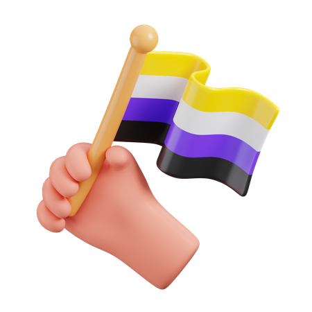 Bandera no binaria de mano  3D Icon