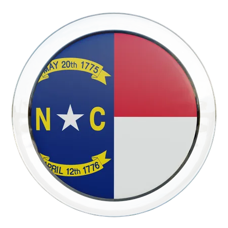 Bandera redonda de Carolina del Norte  3D Icon