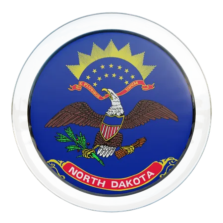 Bandera redonda de Dakota del Norte  3D Icon