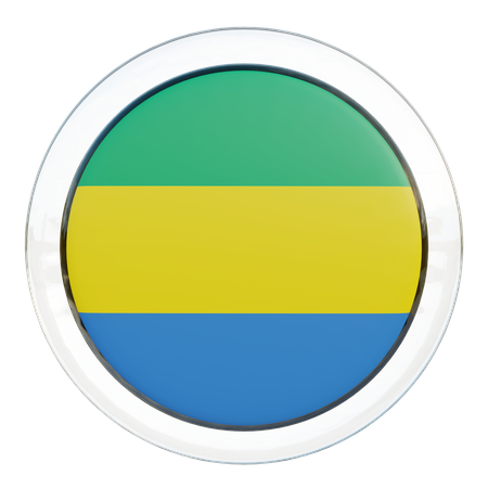 Bandera redonda de Gabón  3D Icon