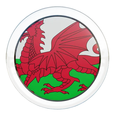 Bandera redonda de Gales  3D Icon