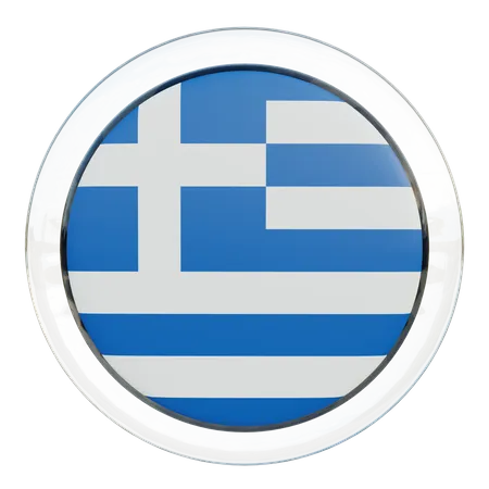 Bandera redonda de Grecia  3D Icon