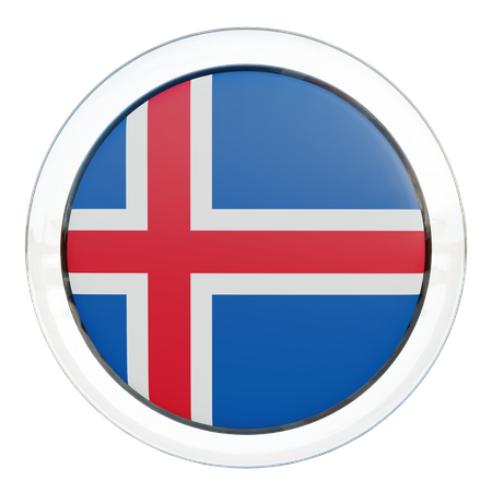 Bandera redonda de Islandia  3D Icon