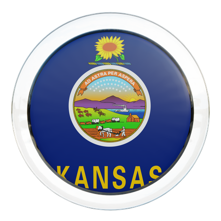 Bandera redonda de Kansas  3D Icon