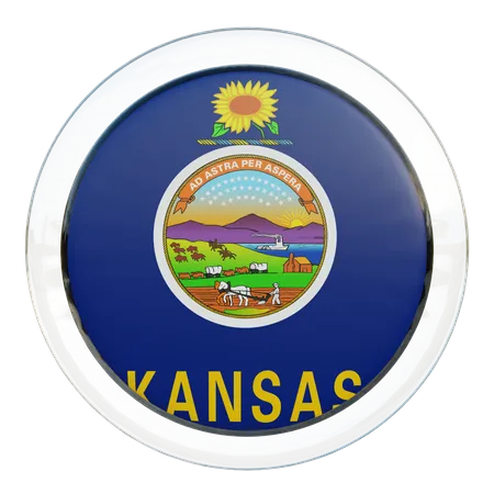 Bandera redonda de Kansas  3D Icon