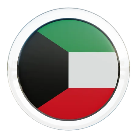 Bandera redonda de Kuwait  3D Icon