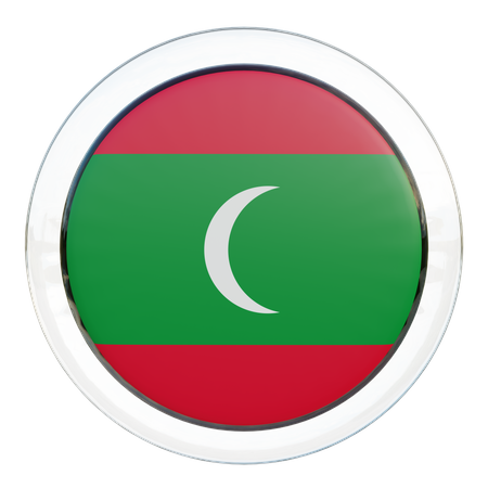 Bandera redonda de Maldivas  3D Icon