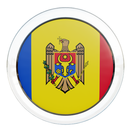 Bandera redonda de Moldavia  3D Icon