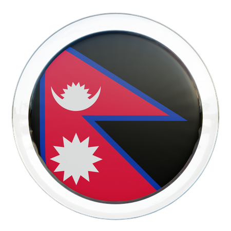 Bandera redonda de Nepal  3D Icon