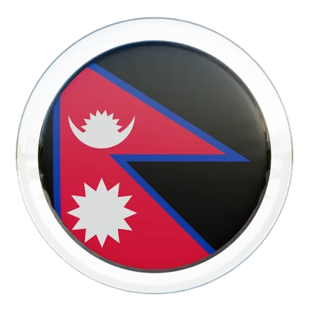 Bandera redonda de Nepal  3D Icon
