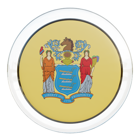 Bandera redonda de Nueva Jersey  3D Icon